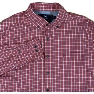 Coast "The Marlin Buttondown" Shirt Coral White Windowpane Check Mens Size Large